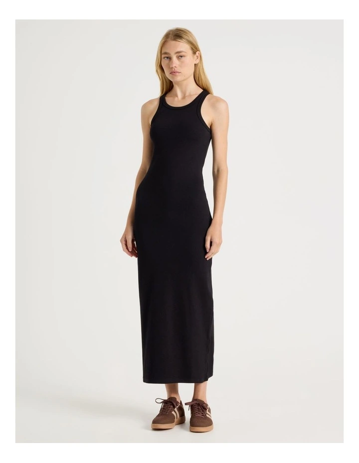 Racer Back Midi Dress in Black image 1