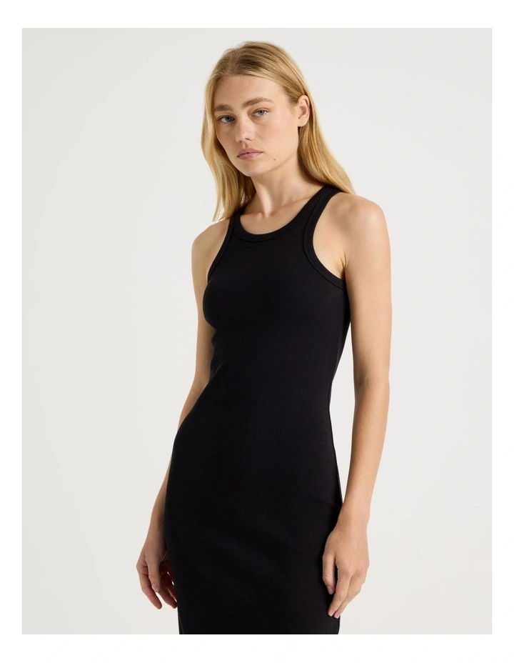 Racer Back Midi Dress in Black image 2