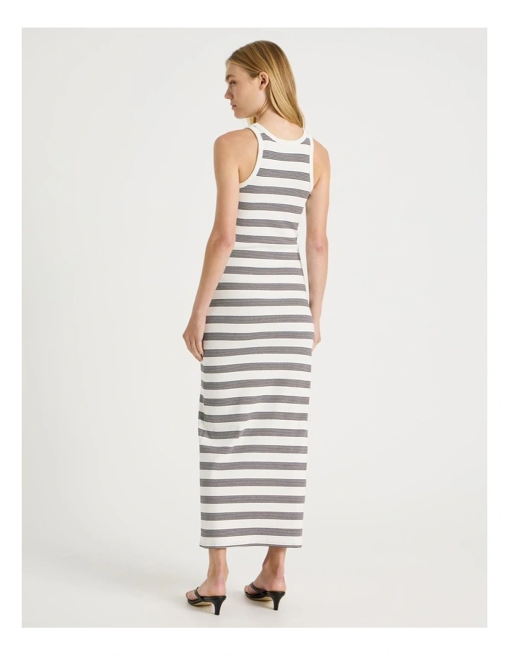 Racer Back Midi Dress in Black & White Stripe image 5