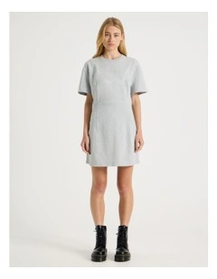 Panelled Mini Dress in Grey Marle
