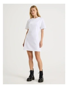 Panelled Mini Dress in White