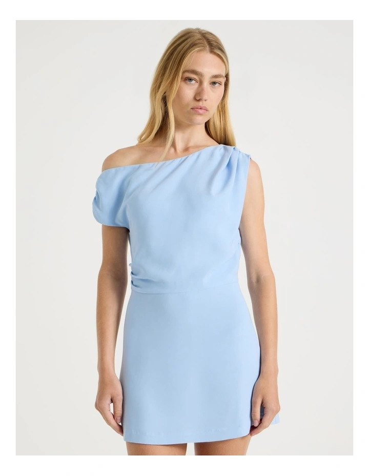 One Shoulder Mini Dress in Blue image 4