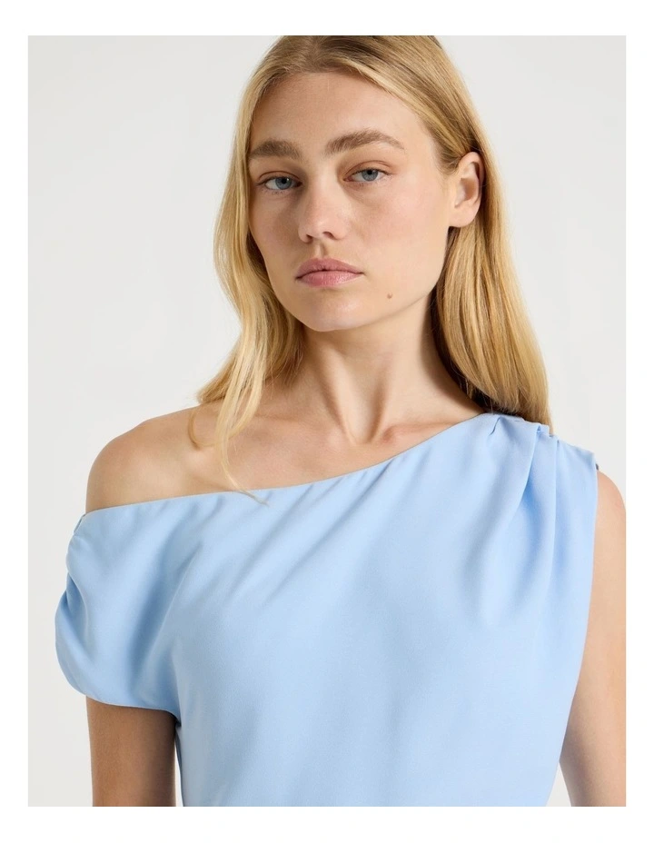 One Shoulder Mini Dress in Blue image 5