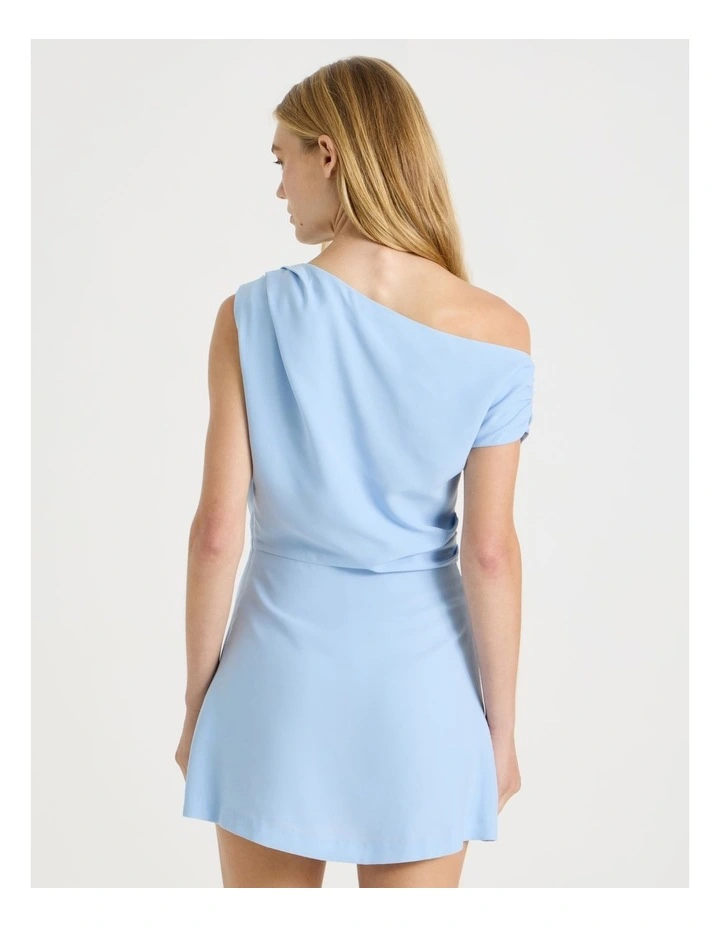 One Shoulder Mini Dress in Blue image 6