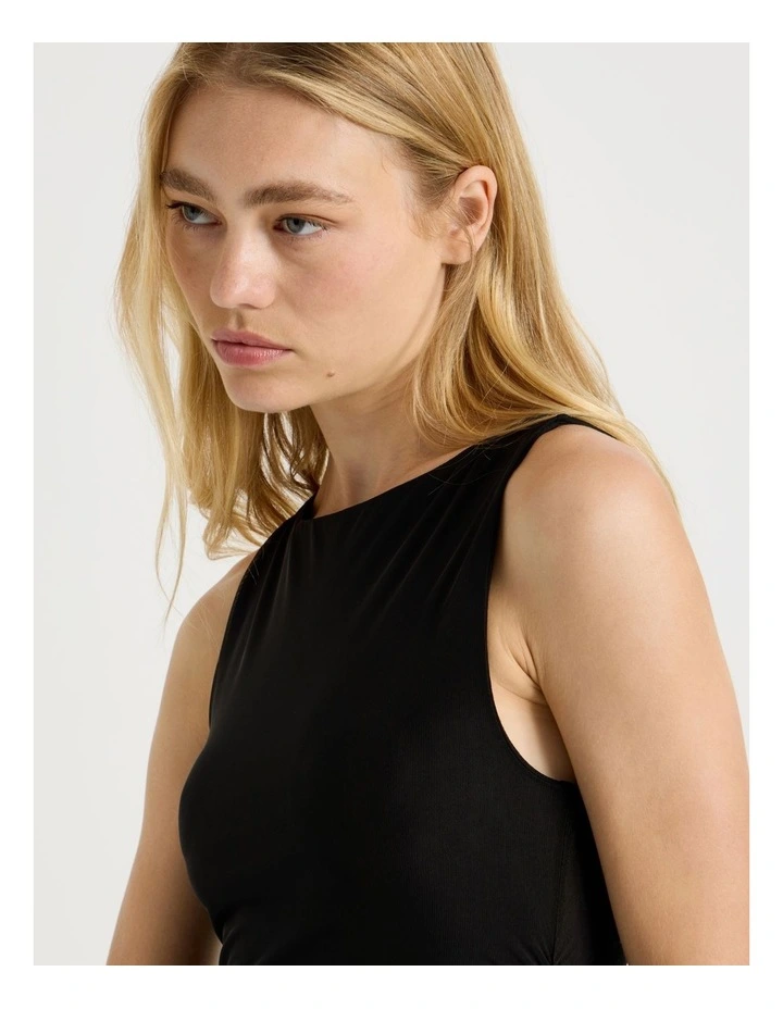 Mesh Mini Ruched Dress in Black image 3