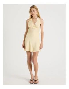 Halter Mini Slip Dress in Yellow