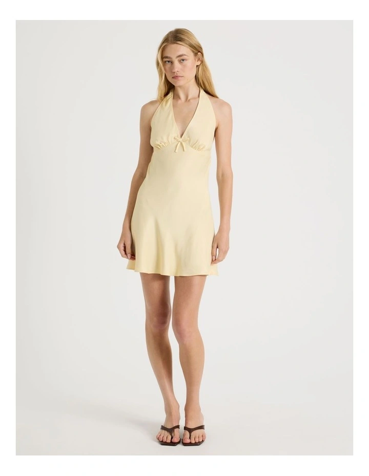 Halter Mini Slip Dress in Yellow image 1
