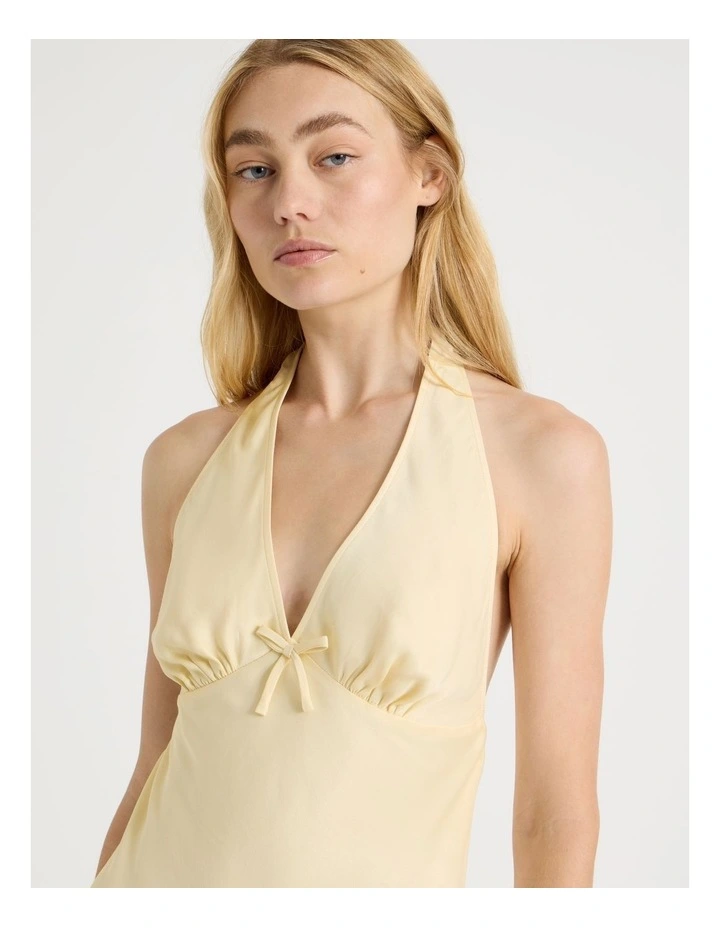 Halter Mini Slip Dress in Yellow image 3