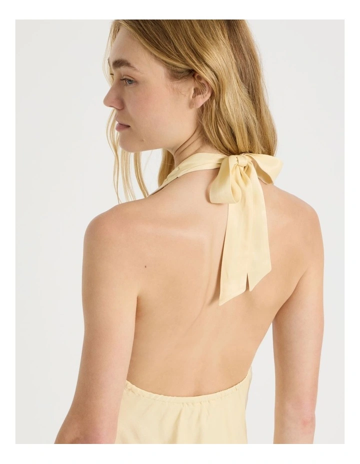 Halter Mini Slip Dress in Yellow image 4