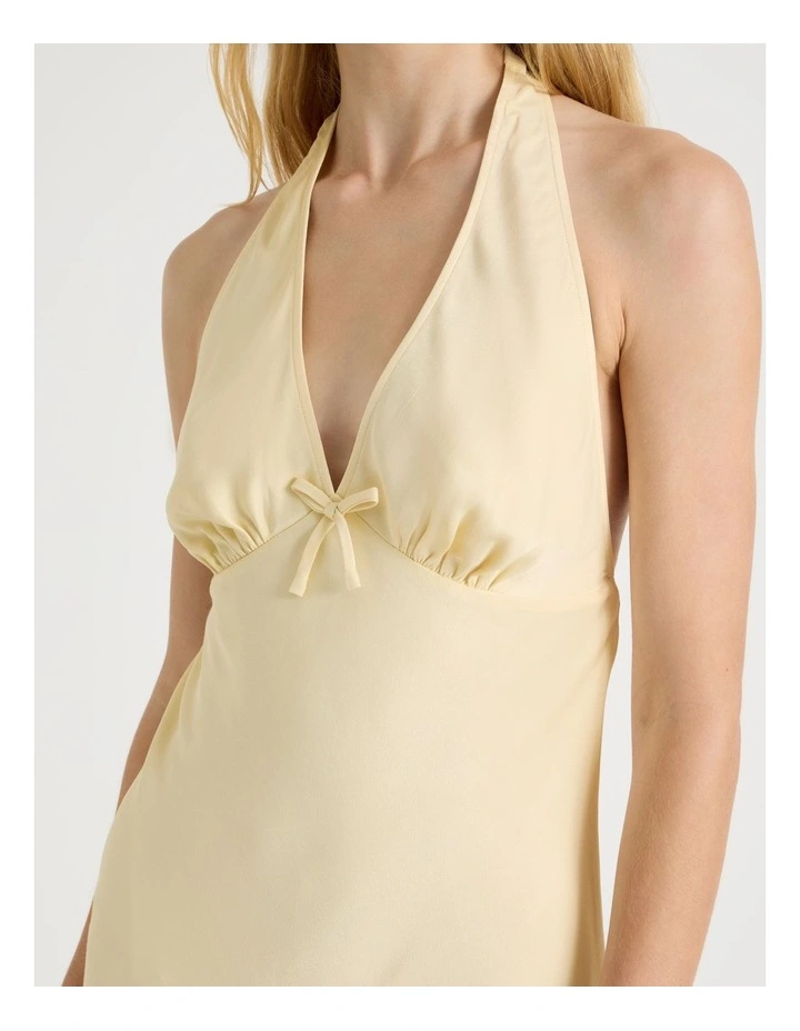 Halter Mini Slip Dress in Yellow image 6