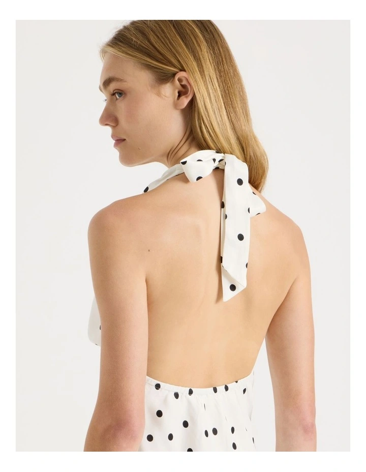 Halter Mini Slip Dress in Black & White Polka Dot image 3