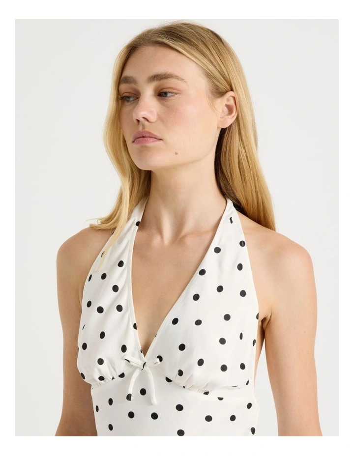 Halter Mini Slip Dress in Black & White Polka Dot image 4