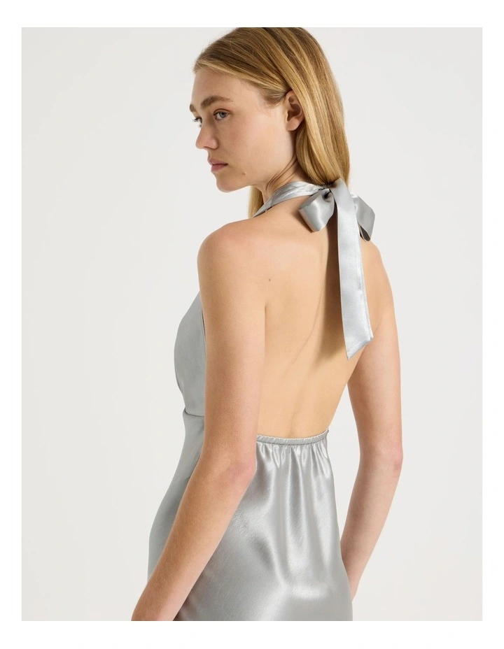 Halter Maxi Dress in Gunmetal image 3