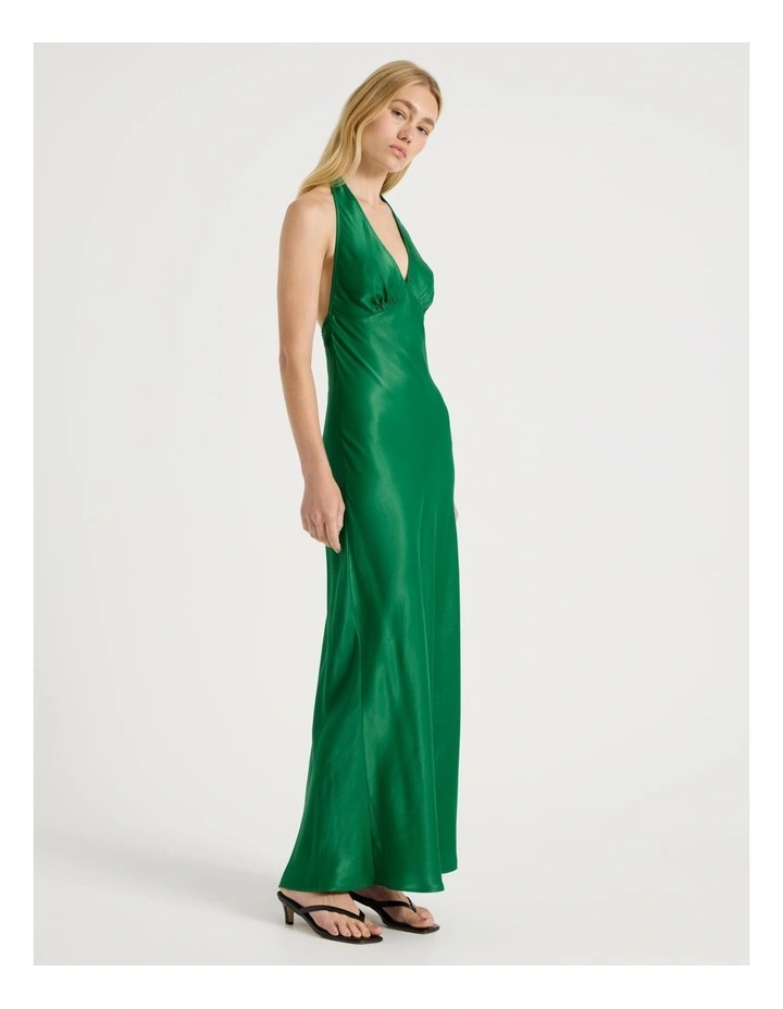 Halter Maxi Dress in Green image 3
