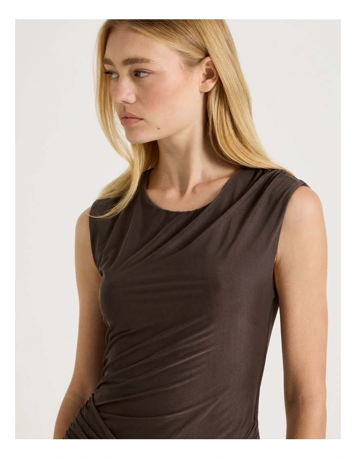 Knot Skirt Mini Dress in Brown image 4
