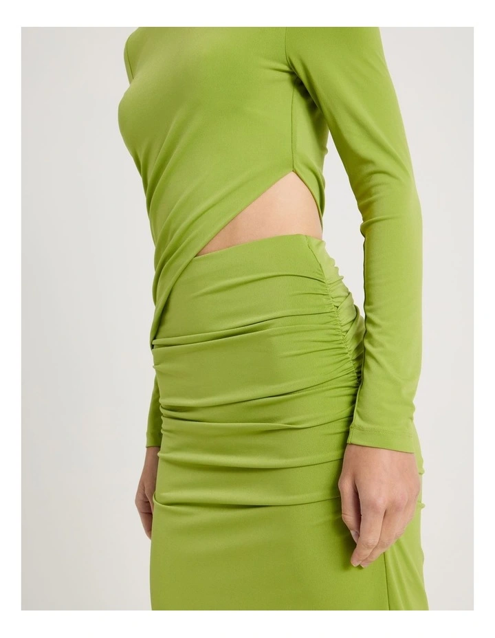 Long Sleeve Cut Out Dress in Chartreuse image 4