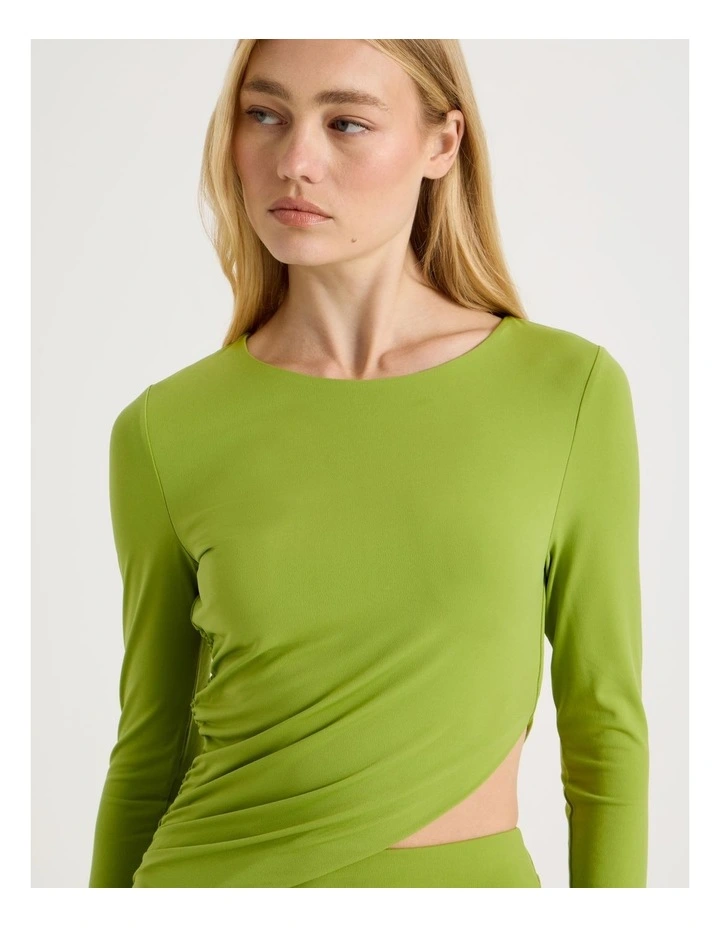 Long Sleeve Cut Out Dress in Chartreuse image 5