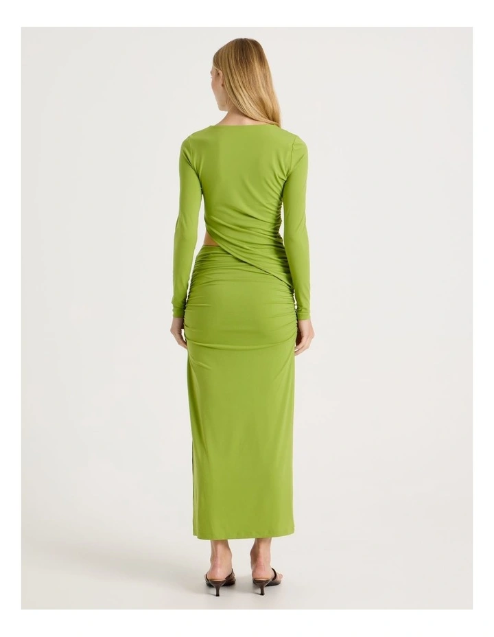 Long Sleeve Cut Out Dress in Chartreuse image 6