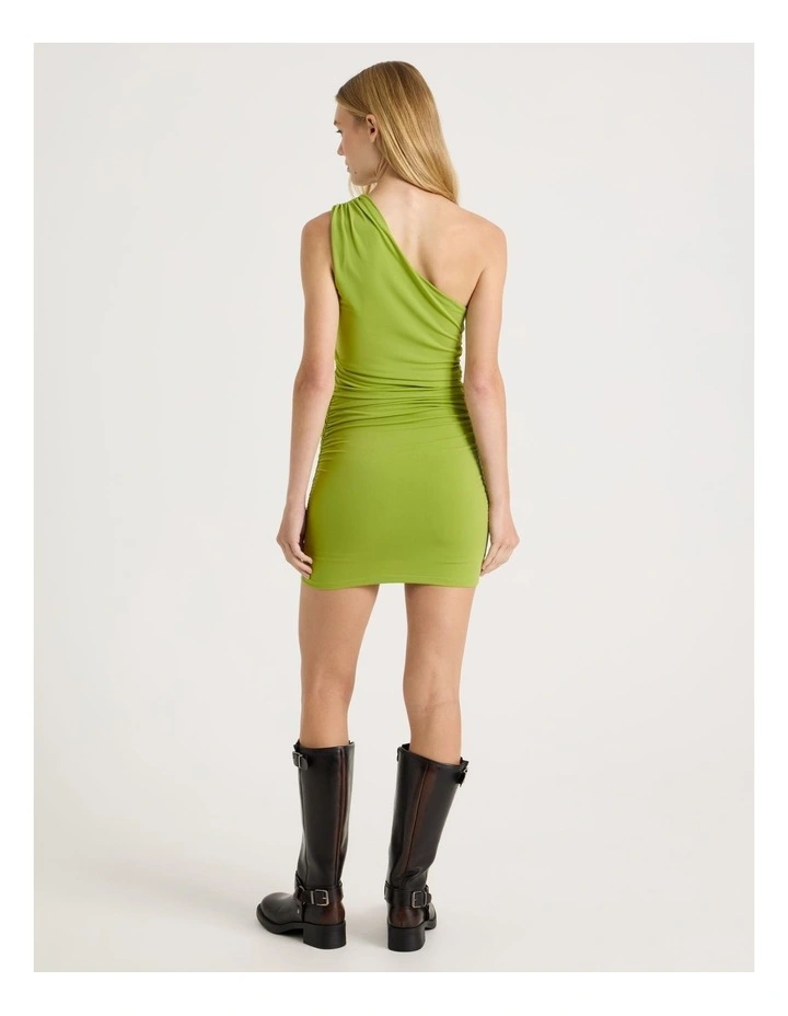 Split One Shoulder Mini Dress in Chartreuse image 7