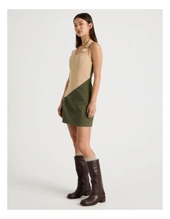 Buckle Detail Dress in Olive and Cream