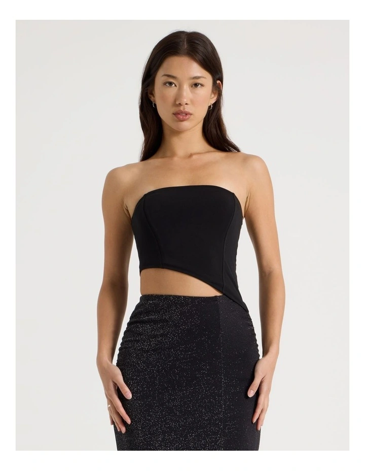 Strapless Cut Out Midi Dress in Jet Black image 2