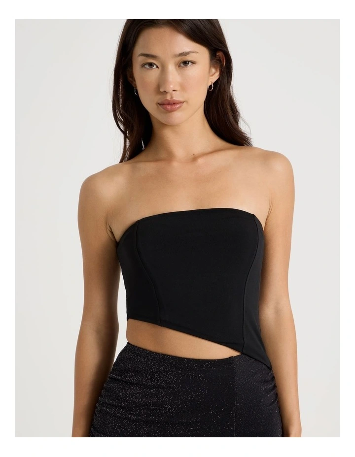 Strapless Cut Out Midi Dress in Jet Black image 3