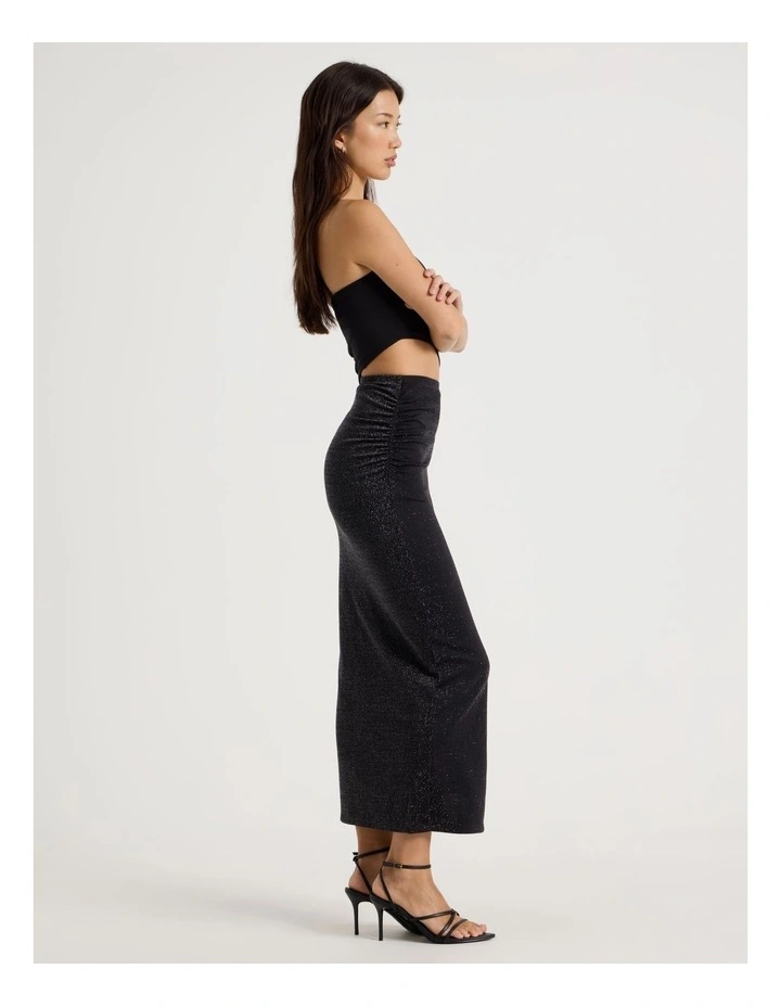 Strapless Cut Out Midi Dress in Jet Black image 4