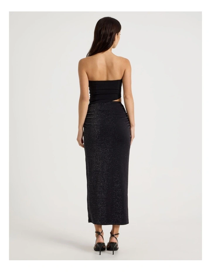 Strapless Cut Out Midi Dress in Jet Black image 5