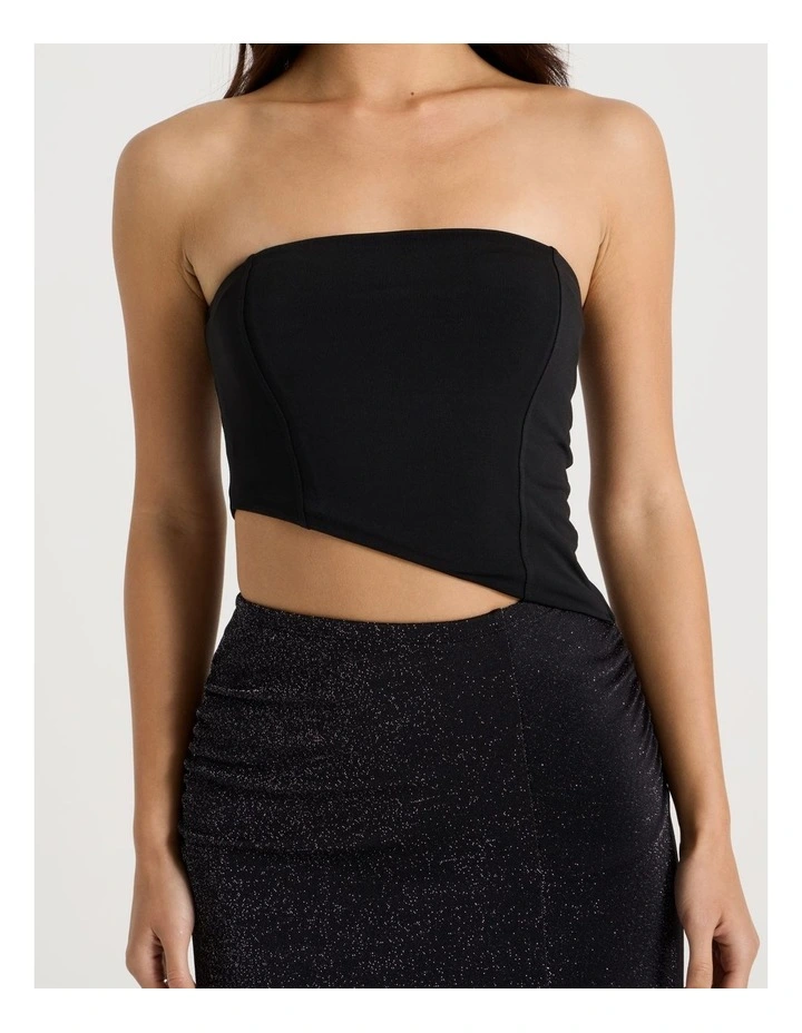Strapless Cut Out Midi Dress in Jet Black image 6
