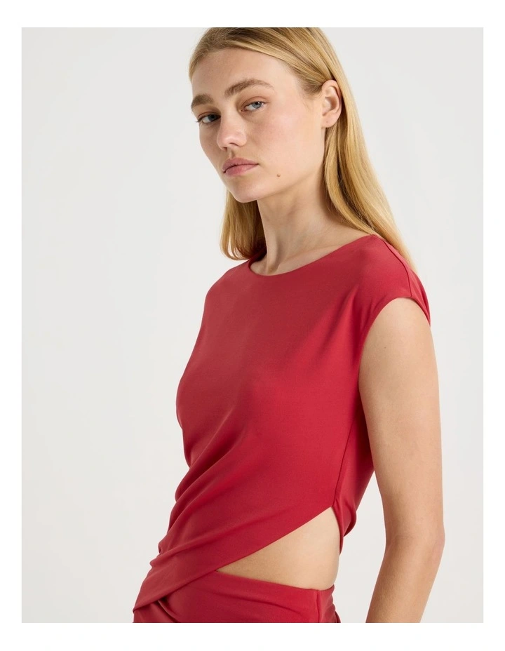 Cut Out Ruched Maxi Dress in Red image 5