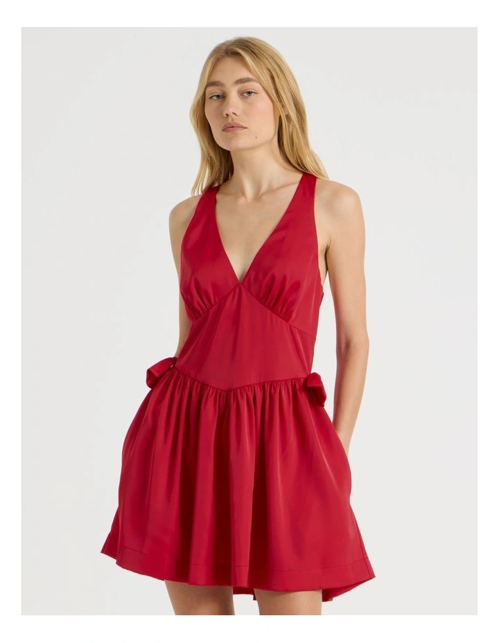 Open Back Mini Dress in American Beauty image 2