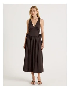 Open Back Maxi Dress in Brown