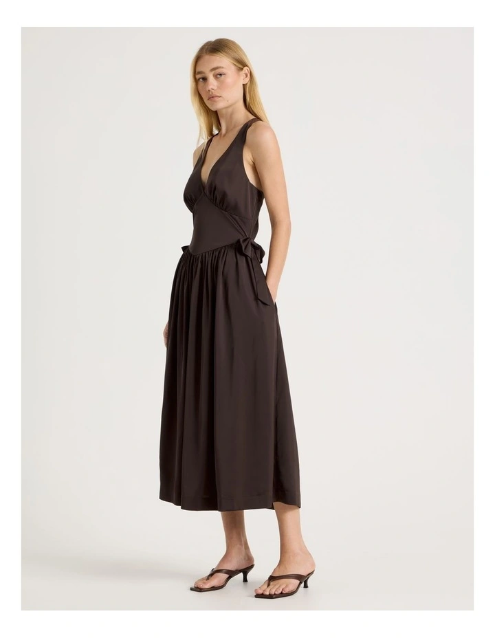 Open Back Maxi Dress in Brown image 2
