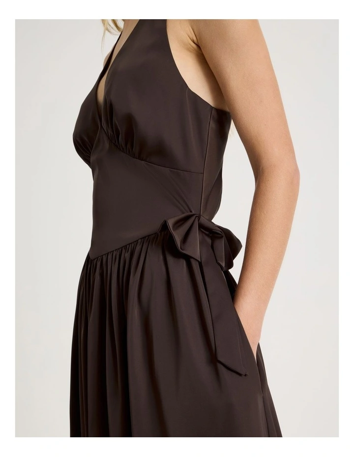 Open Back Maxi Dress in Brown image 3
