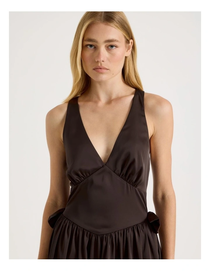 Open Back Maxi Dress in Brown image 4