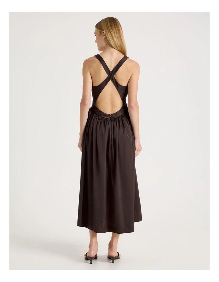 Open Back Maxi Dress in Brown image 5