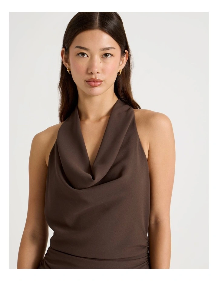 Halter Neck Mini Dress in Bracken image 4