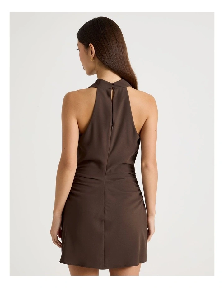 Halter Neck Mini Dress in Bracken image 5