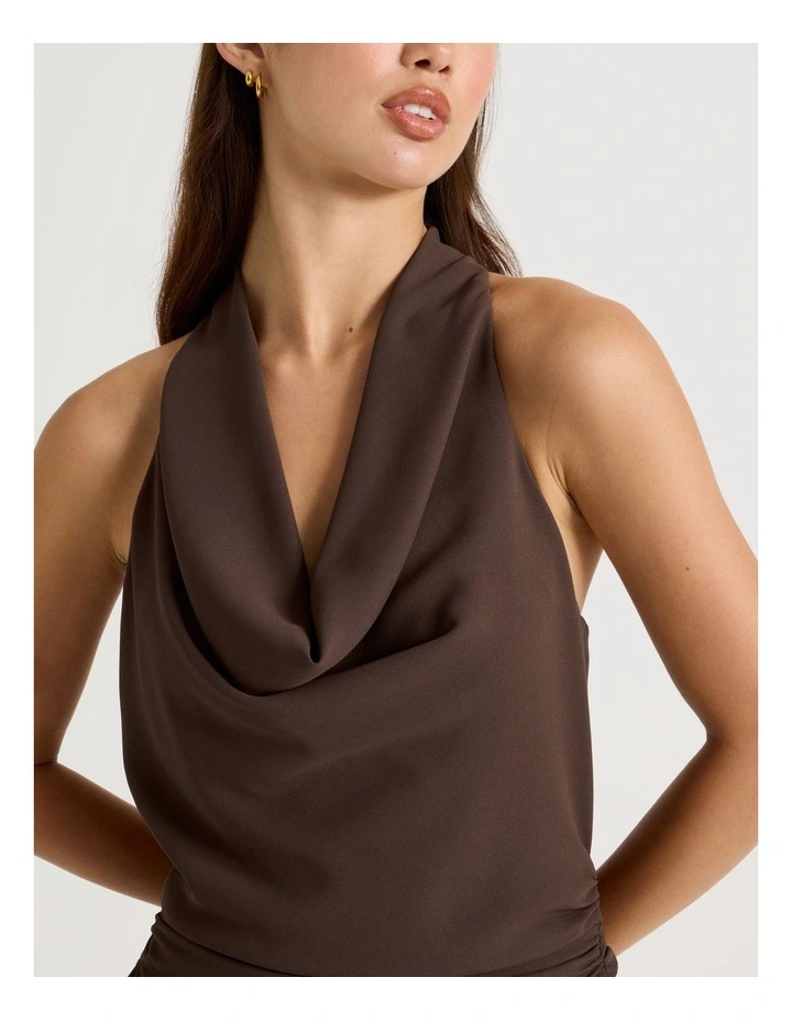 Halter Neck Mini Dress in Bracken image 6