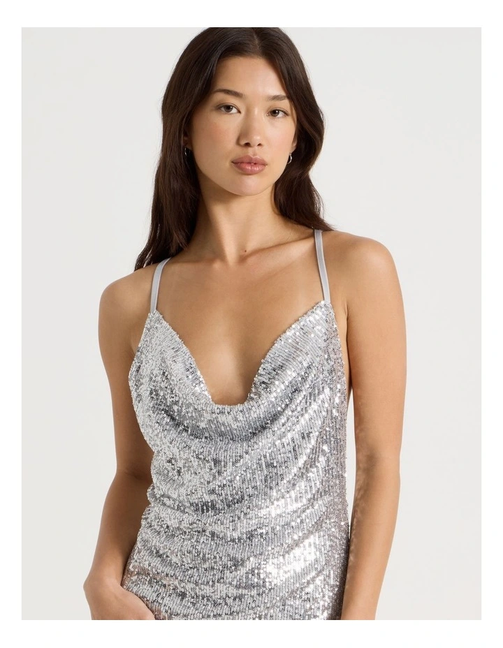 Sequin Dress in Silver image 3