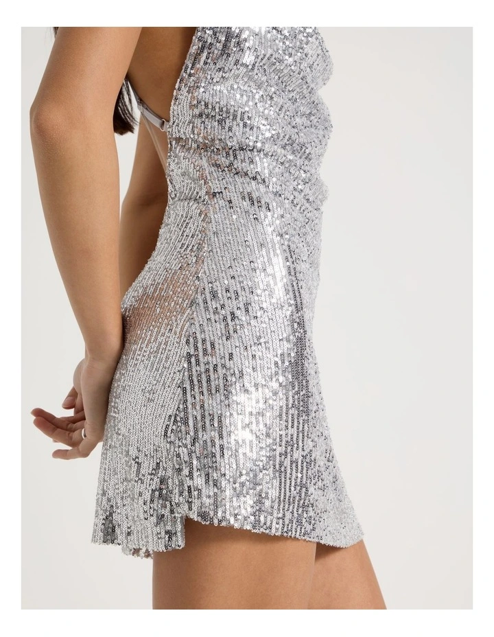 Sequin Dress in Silver image 5