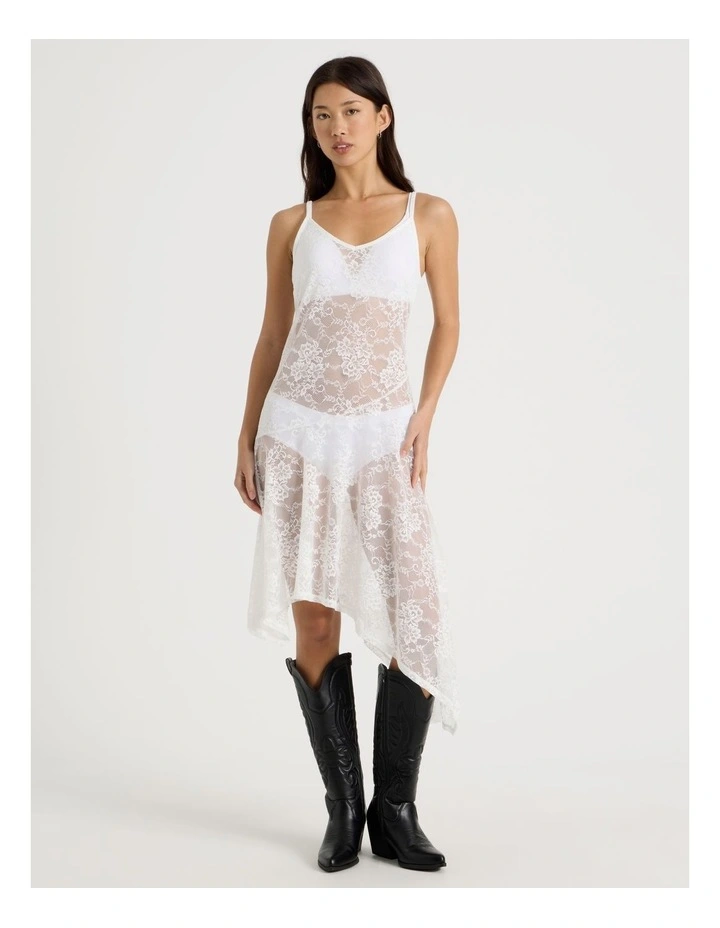 Lace Asymmetrical Dress in Snow White image 2