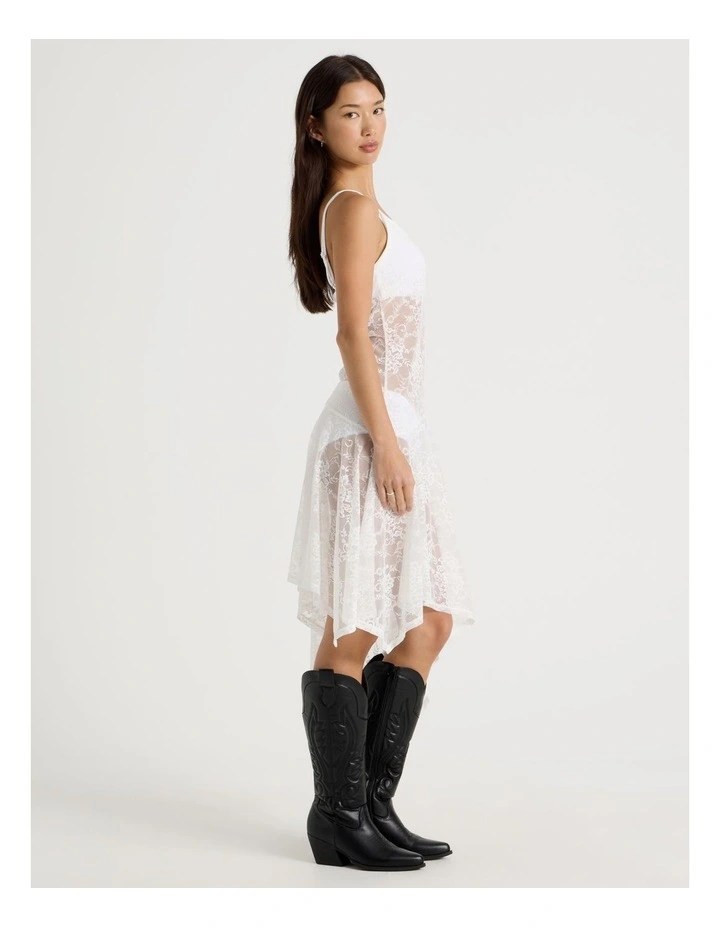 Lace Asymmetrical Dress in Snow White image 3