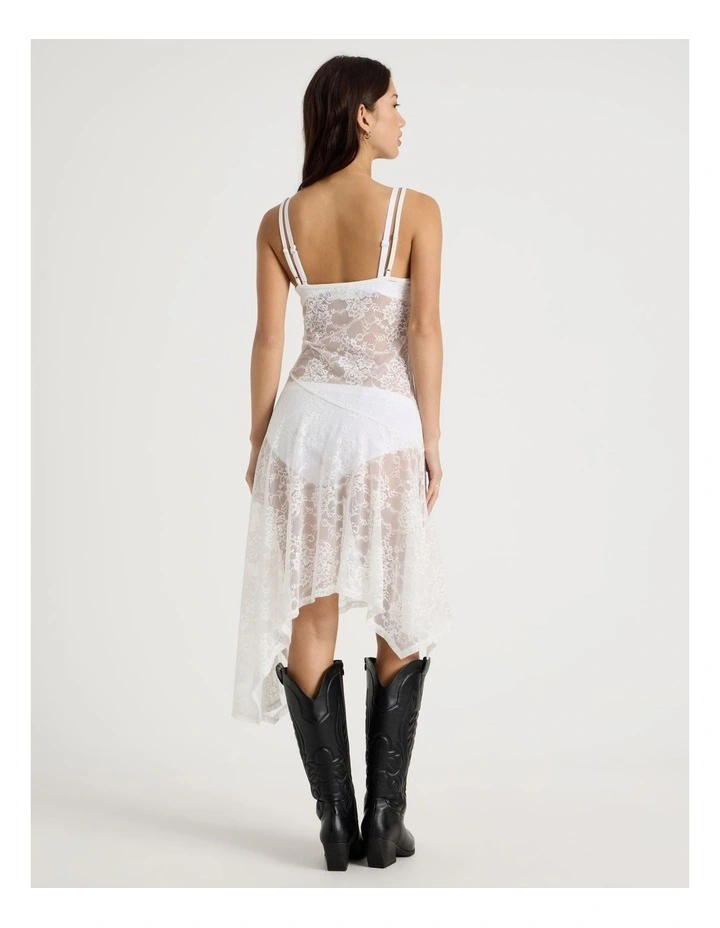 Lace Asymmetrical Dress in Snow White image 6
