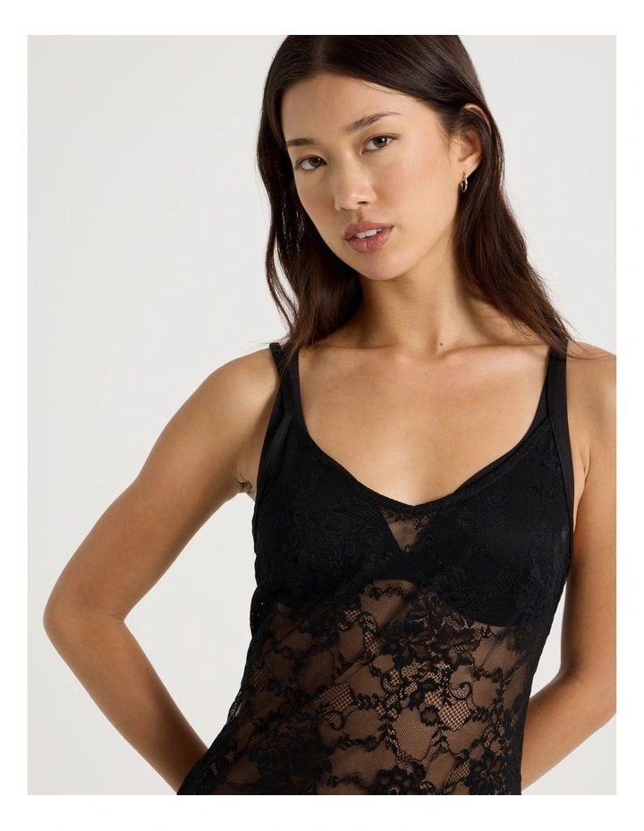Lace Asymmetrical Dress in Jet Black image 3
