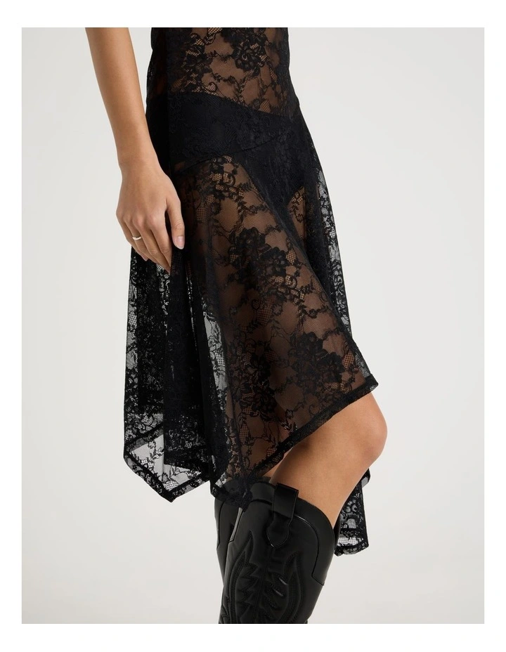 Lace Asymmetrical Dress in Jet Black image 4