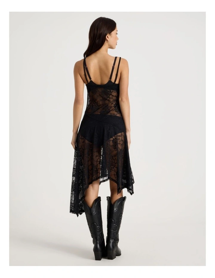 Lace Asymmetrical Dress in Jet Black image 5