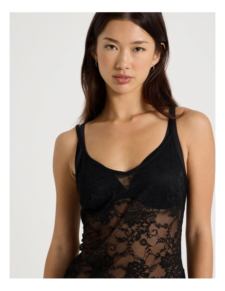 Lace Asymmetrical Dress in Jet Black image 6