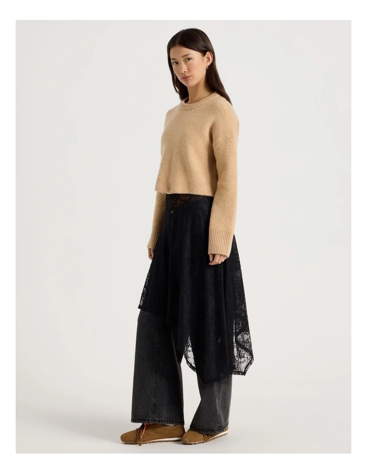 Lace Asymmetrical Dress in Jet Black image 7