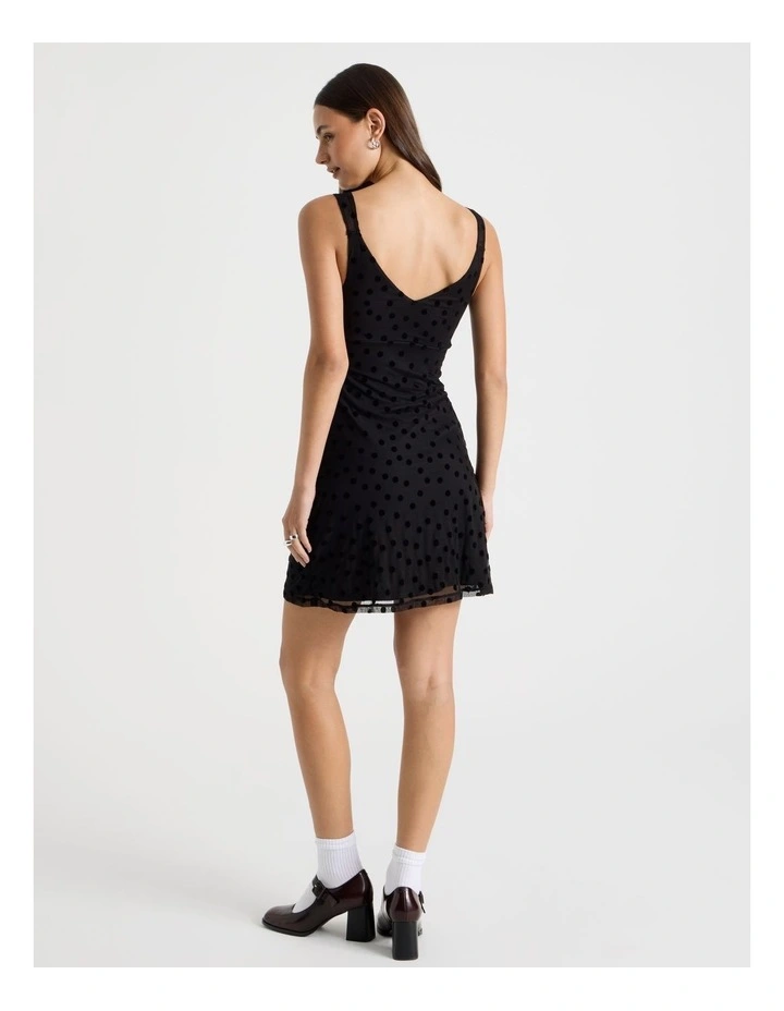 Polka Mesh Mini Dress in Jet Black image 5